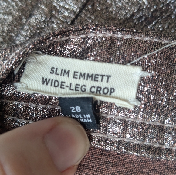 Madewell Slim Emmett Wide-Leg Crop Pants in Metallic size 28 - Picture 5 of 5
